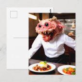 Carte Postale Serveur de monstre drôle bizarre (Devant / Derrière)