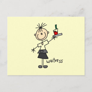 Carte Postale Serveuse personnage bâton