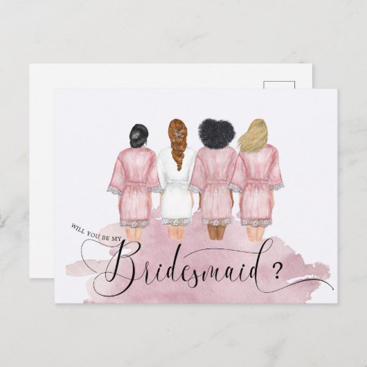 Carte Postale serveuses d'épouse robes serez-vous ma serveuse d' (Devant / Derrière)