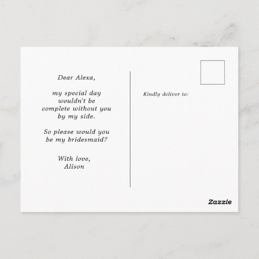 Carte Postale serveuses d'épouse robes serez-vous ma serveuse d' (Dos)