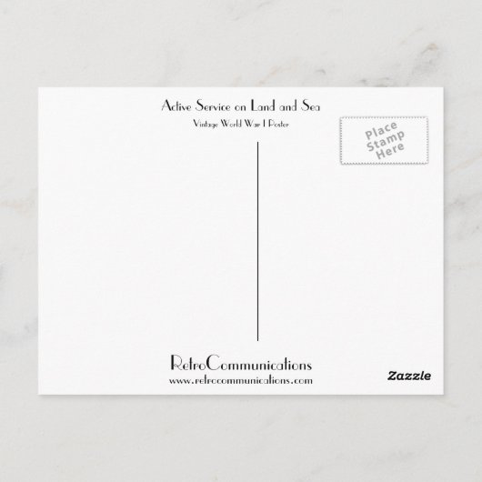 Carte Postale Service actif en terre et en mer (Dos)