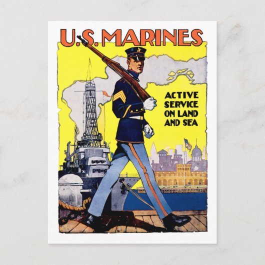 Carte Postale Service actif en terre et en mer (Devant)