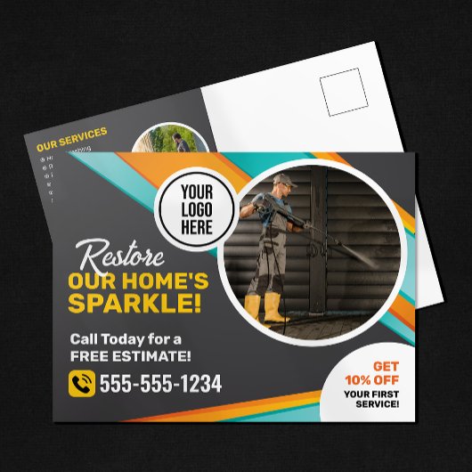 Carte Postale Service de nettoyage de la maison de lavage sous p