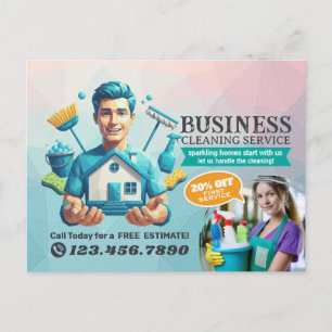 Carte Postale Service de nettoyage de maison moderne et de ménag