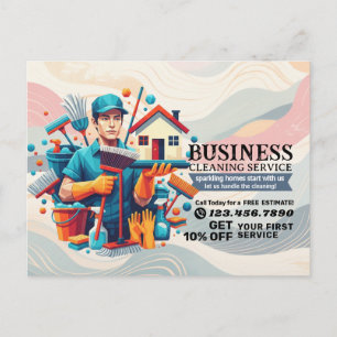 Carte Postale Service de nettoyage de maison moderne et de ménag
