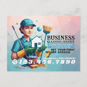 Carte Postale Service de nettoyage de maison moderne ménage