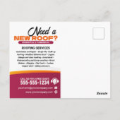 Carte Postale Service d'installation des réparations de toitures (Dos)