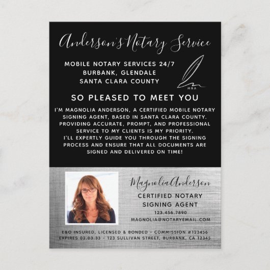 Carte Postale Service Notaire Mobile Silver Photo Marketing (Devant)