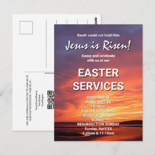 Carte Postale Services de l'église de Pâques JÉSUS EST RESSUSCIT