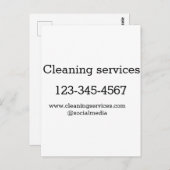 Carte Postale Services de nettoyage ajouter l'adresse e-mail du  (Devant / Derrière)