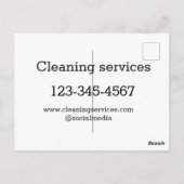 Carte Postale Services de nettoyage ajouter l'adresse e-mail du  (Dos)