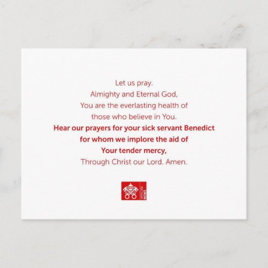 Carte Postale Serviteur Benedict (Devant)