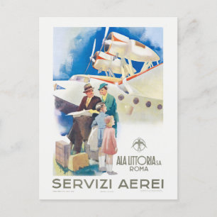 Carte Postale Servizi Aerei Ala Littoria Poster vintage 1937