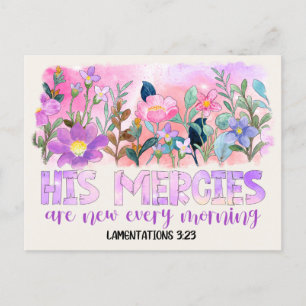 Carte Postale Ses bontés sont nouvelles Bible chrétienne Fleurs 