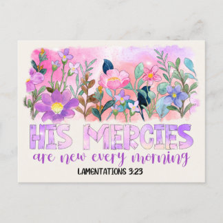 Carte Postale Ses bontés sont nouvelles Bible chrétienne Fleurs