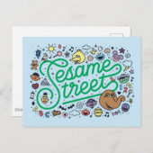 Carte Postale Sesame Sesame | Rue Sésame Green Doodle Script (Devant / Derrière)
