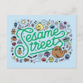 Carte Postale Sesame Sesame | Rue Sésame Green Doodle Script (Devant)