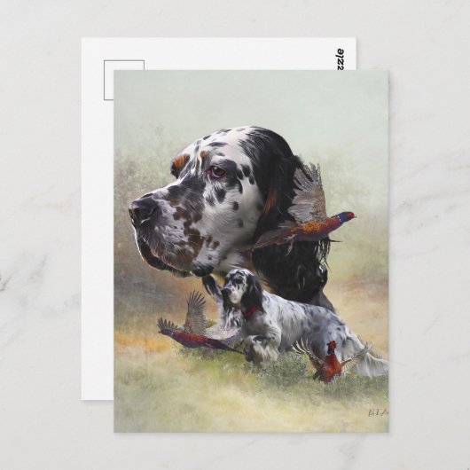 Carte Postale Set anglais avec faisans, art (Devant / Derrière)