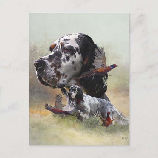 Carte Postale Set anglais avec faisans, art (Devant)