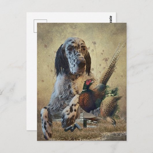 Carte Postale Set anglais avec faisans, art (Devant / Derrière)