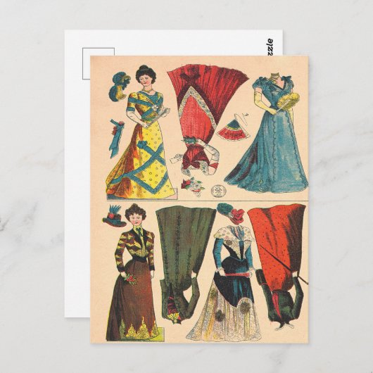 Carte Postale Set de vêtements de poupées en papier victorien Vi (Devant / Derrière)