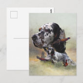 Carte Postale Setter anglais avec faisans, art      (Devant / Derrière)