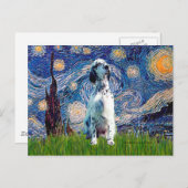 Carte Postale Setter anglais (BW) - Nuit étoilée (Devant / Derrière)