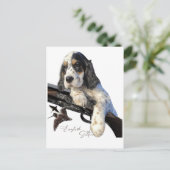 Carte Postale Setter anglais, mignon chiot (Debout devant)