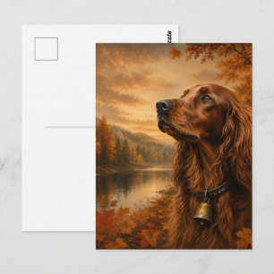 Carte Postale Setter Irlandais d'Automne – Art Canin de Chasse