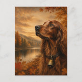 Carte Postale Setter Irlandais d'Automne – Art Canin de Chasse (Devant)
