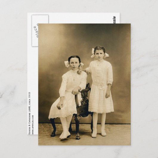 Carte Postale Severa et Catherine LAHR, vers 1910 (Devant / Derrière)