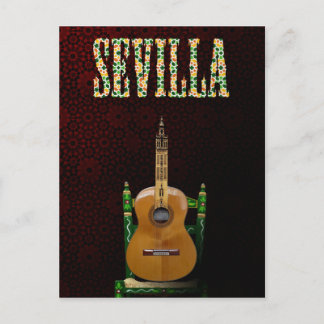 Carte Postale SEVILLA. Guitarra flamenca con Giralda de Sevilla.