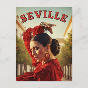 Carte Postale Séville Espagne Danseur de flamenco en rouge