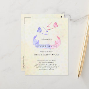 Carte Postale Sexe Révéler rose bleu épine Baby shower Invitatio