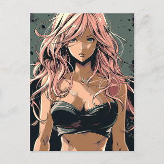 Carte Postale Sexy Anime Girl in Black Bikini