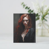 Carte Postale Sexy Red Hair Black tenue (Debout devant)