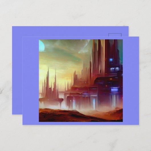 Carte Postale SF City sur une planète étrange 1 (Devant / Derrière)