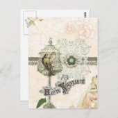 Carte Postale Shabby Chic Bird Cage Inspiré Français (Devant / Derrière)