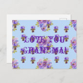 Carte postale Shabby Chic Fleurs Amour Grand-mère (Devant / Derrière)