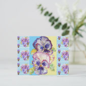 Carte postale Shabby Chic Pansy Pastel Blue Stripe (Debout devant)