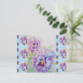 Carte postale Shabby Chic Pansy Pastel Blue Stripe (Debout devant)