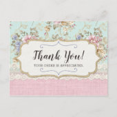 Carte Postale Shabby Chic Rose floral Boutique Merci (Devant)