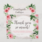 Carte Postale Shabby Chic Rose Roses sur le Merci rustique du pa (Devant / Derrière)