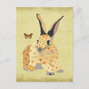 Carte Postale Shabby Floral Bunny Postcard