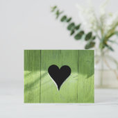 Carte Postale SHABBYCHIC coeur en bois vert noir (Debout devant)