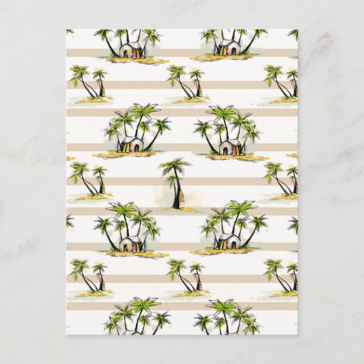 Carte Postale Shack Tropical Et Palmiers (Devant)