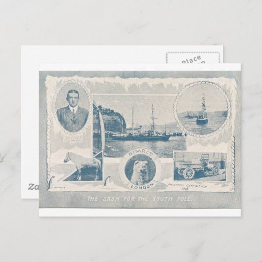 Carte postale Shackleton 1908 (Devant / Derrière)