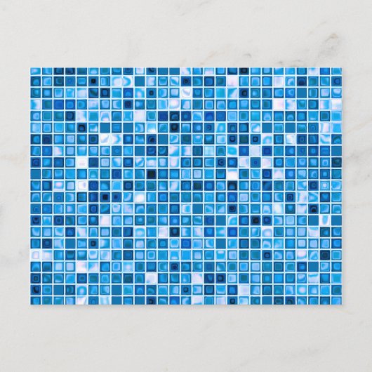 Carte Postale Shades of Blue 'Watery' Mosaic Tiles Pattern (Devant)