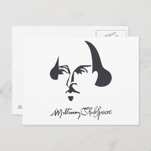 Carte Postale Shakespeare simple avec signature (Devant / Derrière)
