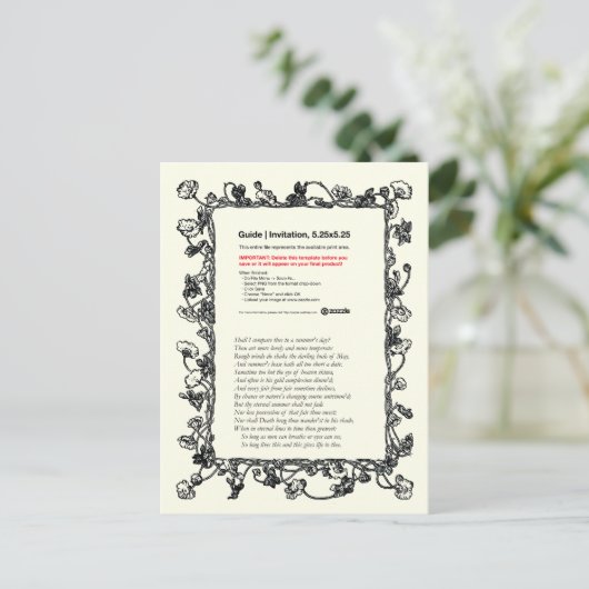 Carte Postale Shakespeare Sonnet # 18 (Debout devant)